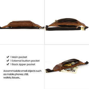 Dujiang Genuine Leather Waist <b>Bag</b> Men's Multi-Functional Chest <b>Bag</b> Brown Outdoor Casual Style - Product Image 4