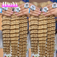 Cheveux humains bouclés style bohème en vrac 10A # 30 Extensions de cheveux vierges russes Deep Water Body Wave, double trame, pré-étirées, en vrac pour perruque