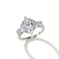 Bague de fiançailles en moissanite taille marquise à trois pierres, design grappe multi-pierres, en argent 925 et cuivre, bague de mariage, bijoux personnalisés