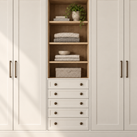 Armoire sur mesure intégrée pour chambre à coucher, dressing mural complet, meuble de rangement moderne en contreplaqué, dressing walk-in durable pour salon