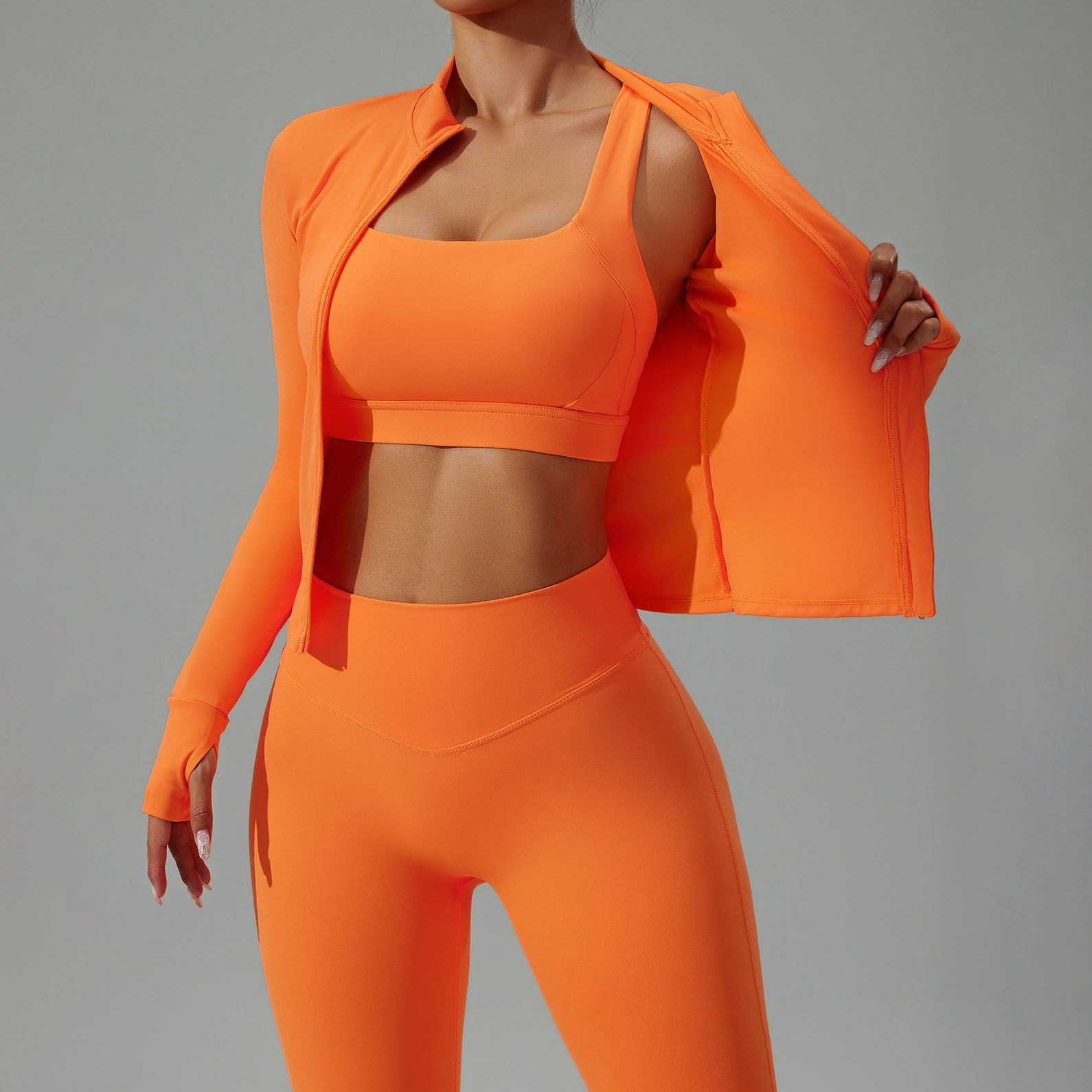 3 Piece Set Women Workout Fitness Quick Dry Tight Butt Lifting Skin Friendly Soft Breathable Elasticity Yoga Wear Set Women