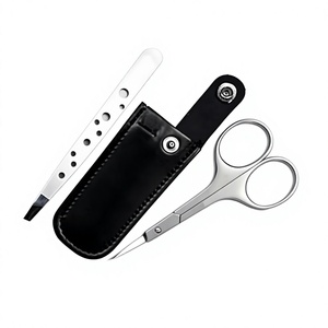 Professional Stainless Steel <b>Nail</b> Kit 2pcs Set Scissors Tweezers Travel <b>Case</b> Eyebrow Durable Portable Personal Care Custom - Product Image 1
