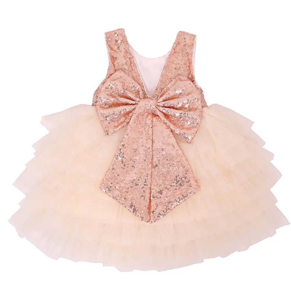 New Fashion Flower Girls Dresses Princess Sequin Toddlers Outfits Boutique Little Girls Wedding Tutu Dress