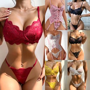 Großhandel Dessous Damen Unterwäsche Sexy BH und Höschen Neues Design Transparente Spitze Sinnliche Erotik Dessous Sets - Product Image 3