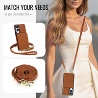 Étui de téléphone en cuir PU avec lanière à bandoulière pour Samsung A17 A26 56 Note 20 Ultra porte-cartes étui de téléphone portable Design portefeuille