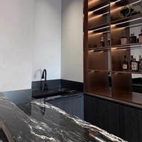 Dalle de quartzite noir cosmique de qualité supérieure, polie/brute, taille sur mesure, pour comptoir de cuisine, meuble-lavabo, aménagement intérieur, usine d'ingénierie