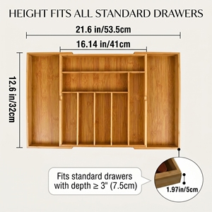 WDF Offre Spéciale : Organiseurs <span class=keywords><strong>de</strong></span> tiroirs en bambou pour couverts et ustensiles <span class=keywords><strong>de</strong></span> cuisine, pour la maison - Product Image 3