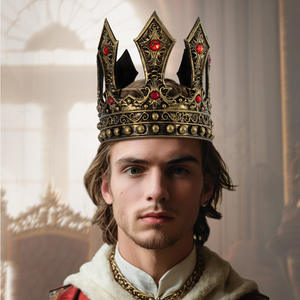 Partie Fournisseur Médiéval Roi Antique Couronne PU Moussant Doux Coiffe Scène Performance Accessoires Roi Couronne - Product Image 1