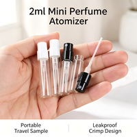 Botol Semprot Parfum Mini 2ml, Kaca Transparan, Leher Crimp, Botol Sampel Parfum Sekali Pakai, Vial Tester dengan Sprayer Hitam Putih