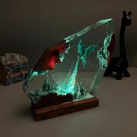 Lampe Dragon de Glace en Résine Époxy, Statue Artistique Dragon, Cadeau d'Halloween, Artisanat Créatif Européen et Américain en Résine