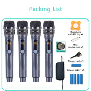 Sistema de micrófono inalámbrico profesional, micrófono de mano de 4 canales, OEM vocal para micrófono Echo, cancelación de ruido liviana, 2 unidades - Product Image 3