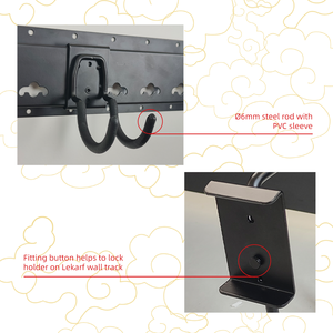 Nhiệm vụ nặng nề 25kg đôi J móc kim loại với cánh tay kép nhà để xe lưu trữ tường móc cho các công cụ tường theo dõi móc áo - Product Image 3