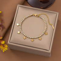 Mode acier inoxydable plaqué or Tennis chaîne minimaliste Zircon étoile pendentif empilé collier ras du cou pour les femmes accessoire