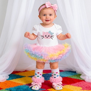 Set Completo per <span class=keywords><strong>Bambina</strong></span> in Cotone, Bestseller per Compleanni e Festività, Tutina con Design a Lettere Cartoon - Product Image 3