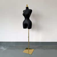 Mannequin de présentation femme demi-corps, taille plus, courbes BBL, en fibre de verre noir mat, pour robes, Guangzhou
