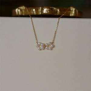 Collier exquis plaqué or 14 carats de Zhizhen, perle de bébé tissée à la main, style Instagram, tempérament français - Product Image 2