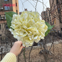 Bunga Hydrangea Kuning Muda DC112 Sentuhan Asli Buatan untuk Dekorasi Rumah, Pernikahan, dan Acara