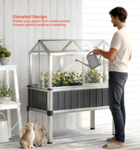 Serre rectangulaire résistante aux intempéries en acier galvanisé avec couverture en polycarbonate pour légumes - Product Image 2