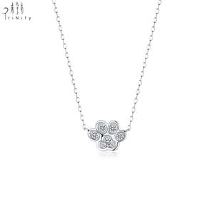 Collier pendentif patte d'animal délicat très populaire, or massif 18 carats, diamant naturel véritable, pour fille, à porter au quotidien - Product Image 3