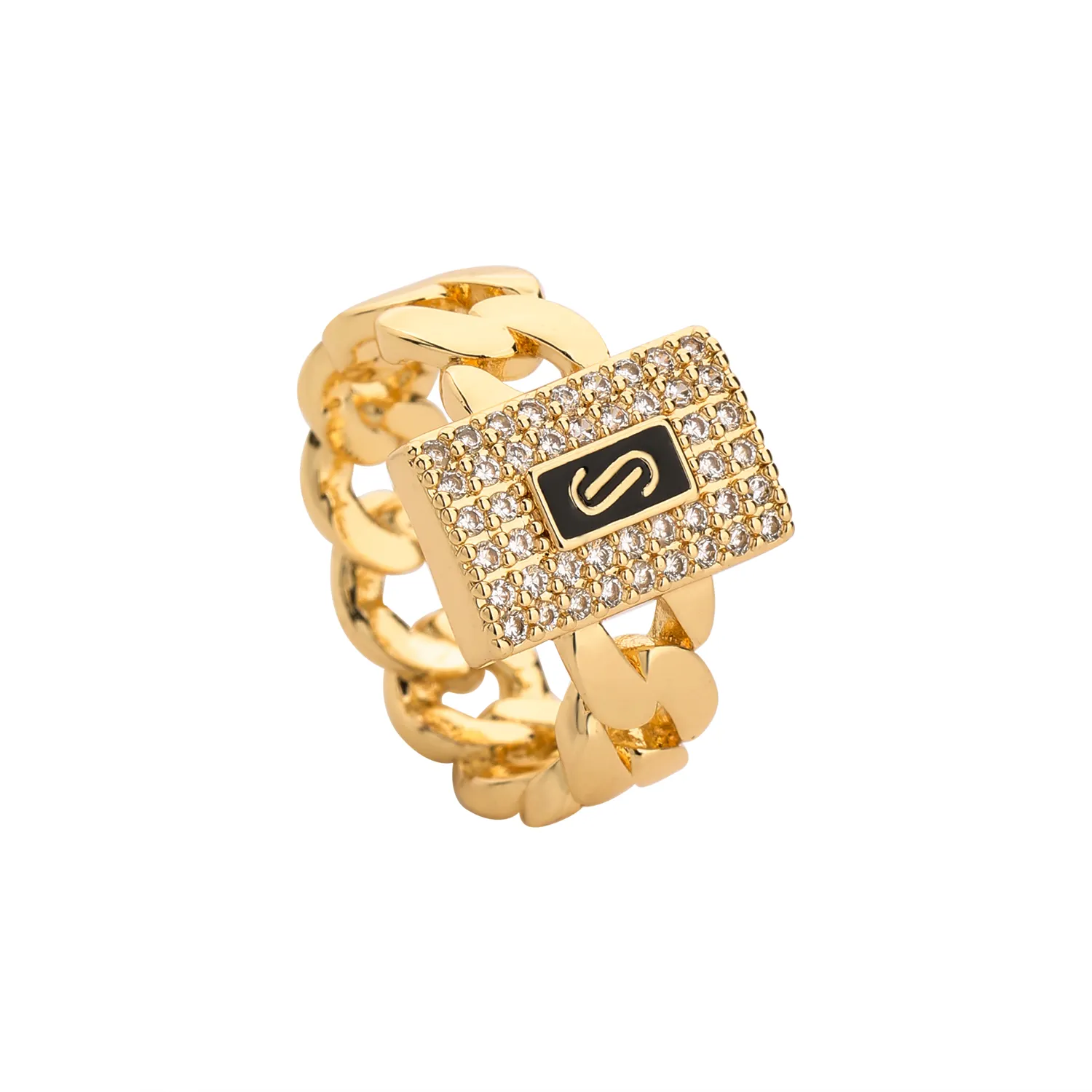 Hip Hop popolare 14K placcato oro nobile ed elegante Monaco S Cubic Zirconia rame anello regalo