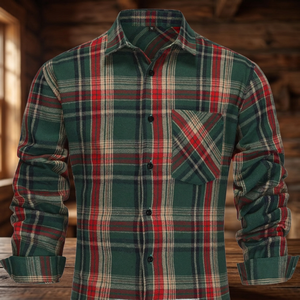 Chemise à carreaux pour homme RNSHANGER, col rabattu, manches longues, coupe régulière, style décontracté, simple boutonnage, respirante - Product Image 3