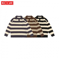 OEM ODM Strick pullover Custom Overs ized Sweater Unisex Großhandel Streifen Pullover Polo Neck Sweater für Männer