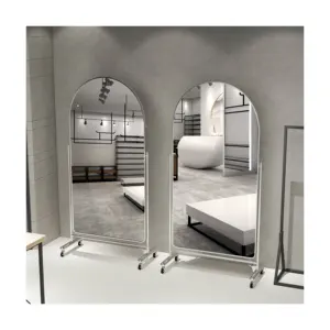 Schoonheid Full Length Salon Enorme Sierlijke Spiegel Hoge Kwaliteit Gebogen Groot Formaat Frame Stand Vloer Dressing Spiegel
