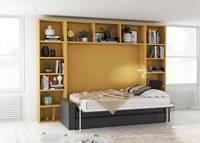 Lit Murphy double king-size moderne, dernier mobilier de chambre à coucher en bois avec style de panneau souple, designs de chambre à coucher à domicile