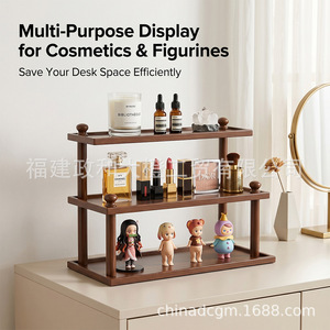 Solid Wood <b>Desktop</b> <b>Shelf</b> 14.56x7.87x11.14in Multi Layer Organizer For Desk Storage - Product Image 3