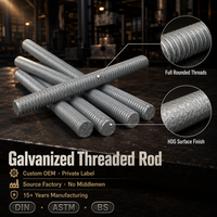 High Quality 4.8 Grade Multi-Specification Carbon Steel Hot Galvanizing Threaded Rods