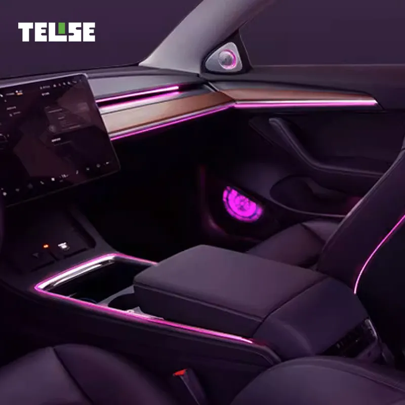 TELISE Wholesale Price RGB 128 Color LED Car Interior App Control Atmosphere Light for Tesla Model Y 3 X