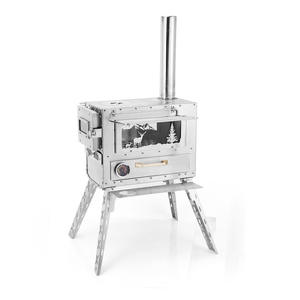 Poêle à bois portable en acier inoxydable pour l'extérieur, pliable avec double vitrage pour le camping et le chauffage - Product Image 5