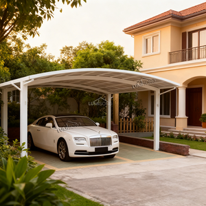 <span class=keywords><strong>Garage</strong></span> moderne de luxe en alliage d'aluminium avec toit arqué durable et imperméable pour 2 voitures, idéal pour les maisons et villas haut de gamme - Product Image 2