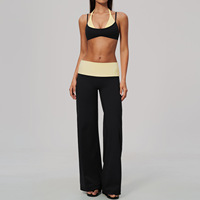 Nouvel ensemble de yoga 2026 : pantalon droit très élastique et brassière de sport push-up à empiècements colorés – Ensemble 2 pièces pour le fitness et le Pilates pour femme