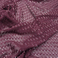 Tissu Jacquard en Soie Métallique Brillante Rouge Foncé Prêt à l'emploi, Doux et Respirant, avec Lurex Argenté, pour Châle de Luxe Féminin, Mousseline et Dirac