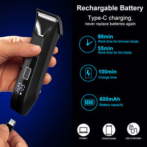 इलेक्ट्रिक हेयर बॉडी ट्रिमर ग्रोइन और बॉडी हेयर ट्रिमर डबल-हेड ट्रिमर और पन्नी ब्लेड - Product Image 5