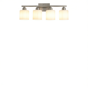 Modern 4-Light Bathroom Vanity Light <b>Brushed</b> Nickel Metal Wall Mounted LED Warm White Frosted Glass Shades E26 <b>Socket</b> - Product Image 1