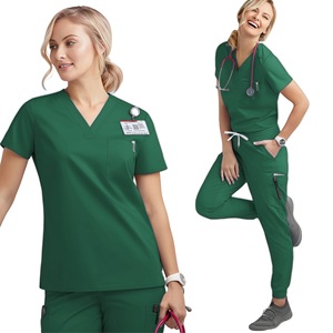 Women's Purple <b>Scrub</b> <b>Set</b> V-Neck Short Sleeve Moisture Wicking Hospital Uniform Split <b>Set</b> for Nurses and Medical Staff - Product Image 5