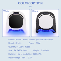 Lampe UV LED sans fil rechargeable professionnelle de bureau 86W haute puissance pour séchage rapide des ongles, idéale pour la conception d'ongles longs - Modèle 2024