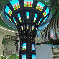 Écran LED Courbe Flexible P2/P2.5mm, Panneaux Vidéo Pliables Souples d'Intérieur pour Affichage Suspendu Publicitaire