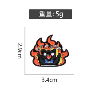 Kawaii Let It Burn <span class=keywords><strong>Cat</strong></span> esmalte pines Angry Fire <span class=keywords><strong>Cat</strong></span> broche solapa insignia Halloween regalo joyería al por mayor - Product Image 6