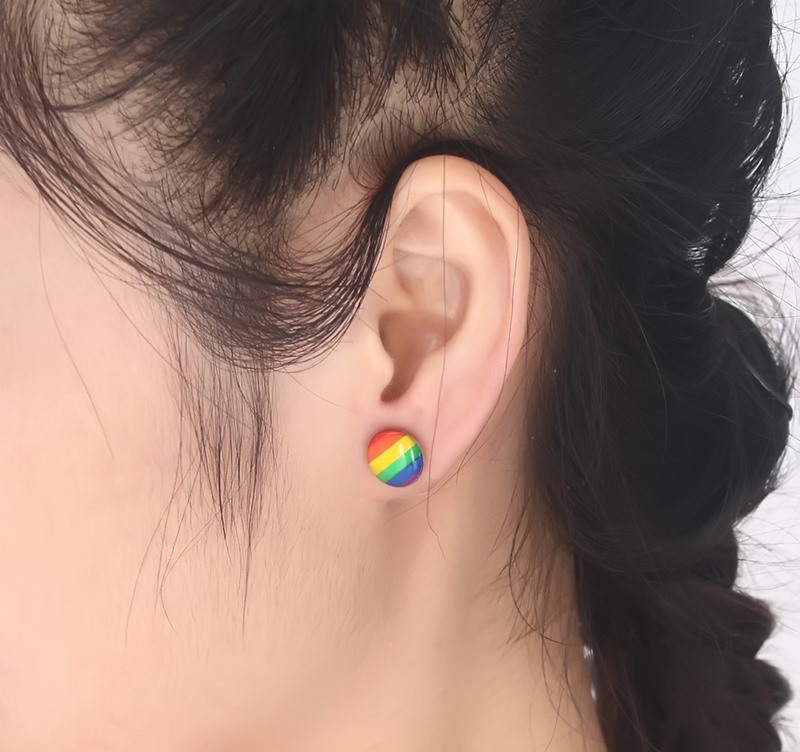 Oakky Pendientes de aro unisex de acero inoxidable con Oakky Pendientes de aro unisex de acero inoxidable con