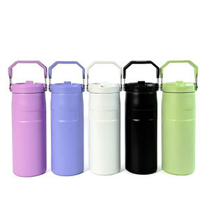 Nouvelle tasse isotherme en acier inoxydable, gobelet à café portable pour voiture, 16 oz, bouteille isotherme à double paroi avec couvercle et paille - Product Image 1