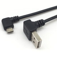 Kabel USB A Male 2.0 Sudut 90 Derajat ke Bawah ke Kabel USB Micro Sudut Kiri untuk Pengisian Daya