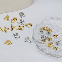 Pendentif Lettre Perle 3D en Acier Inoxydable 12*17mm 17*25mm, 26 Breloques Lettres Bulles pour Fabrication de Colliers Bijoux DIY