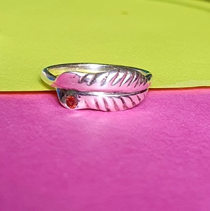 925 Sterling <b>Silver</b> Minimalist Ethnic Wedding <b>Ring</b> with <b>Garnet</b> Stone Channel Setting 18K Gold Plated - Product Image 4