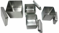 Boîte en étain carrée personnalisée avec impression en relief, emballage cadeau vide, boîte en métal de qualité alimentaire avec couvercle, vente en gros