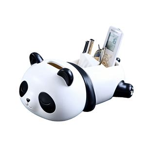 Porte-mouchoirs et télécommandes Panda Adorable - Organisateur de bureau personnalisé en polyrésine pour entrée et bureau, pour ranger clés, téléphones et stylos - Product Image 1