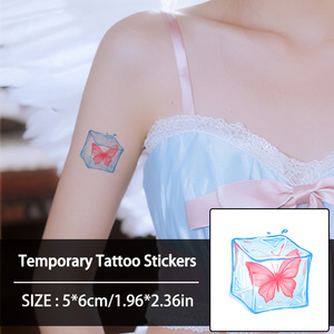 Autocollants de <span class=keywords><strong>tatouage</strong></span> temporaire colorés beau <span class=keywords><strong>tatouage</strong></span> imperméable papillon <span class=keywords><strong>rose</strong></span> glace adapté au visage, aux <span class=keywords><strong>bras</strong></span> et aux jambes - Product Image 2