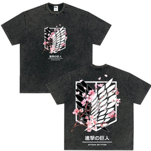 Washed retro anime <strong>Attack</strong> <strong>on</strong> <strong>Titan</strong> pattern <strong>T</strong>-<strong>shirt</strong>, men's cartoon comic <strong>T</strong>-<strong>shirt</strong>, men's retro oversized <strong>T</strong>-<strong>shirt</strong> - Product Image 5